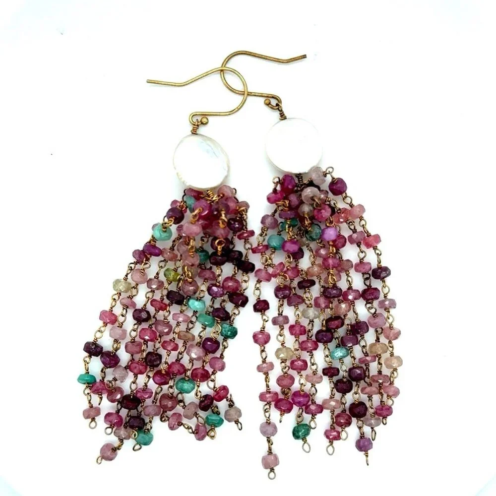 Ruby/Pearl‎ Dangle Earrings